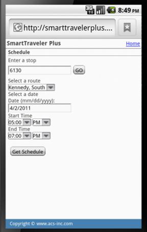 Mobile Planned Schedule Selection help image